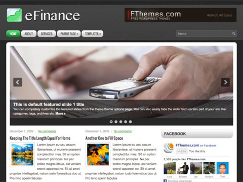 黑色风格wordpress cms主题eFinance