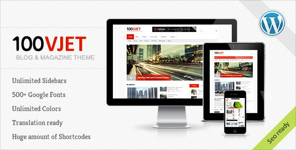 wordpress CMS主题100 Vjet v1.2:清爽简洁