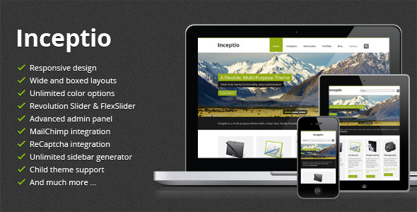 wordpress企业主题Inceptio v1.1:自适性多目的
