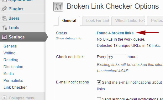 使用Broken Link Checker修复坏链接