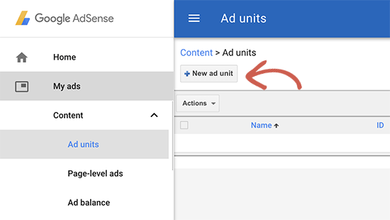 创建一个新的AdSense广告单元