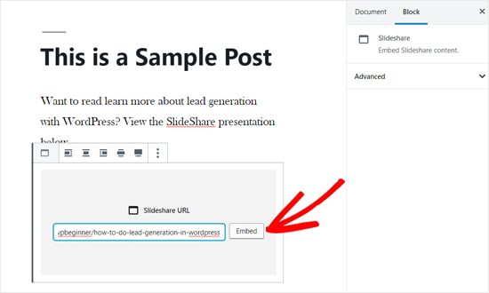 在WordPress Post中嵌入SlideShare URL