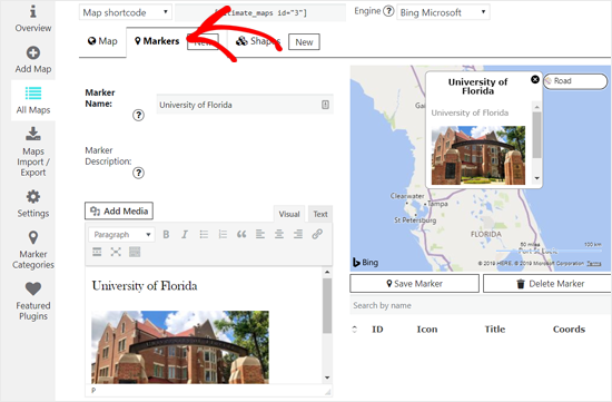 在WordPress中为Bing Map添加新标记