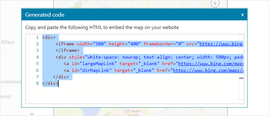 生成Bing地图的嵌入代码