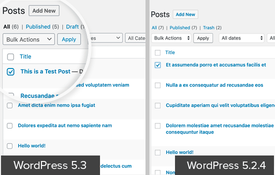 WordPress 5.3 UI中的表单字段