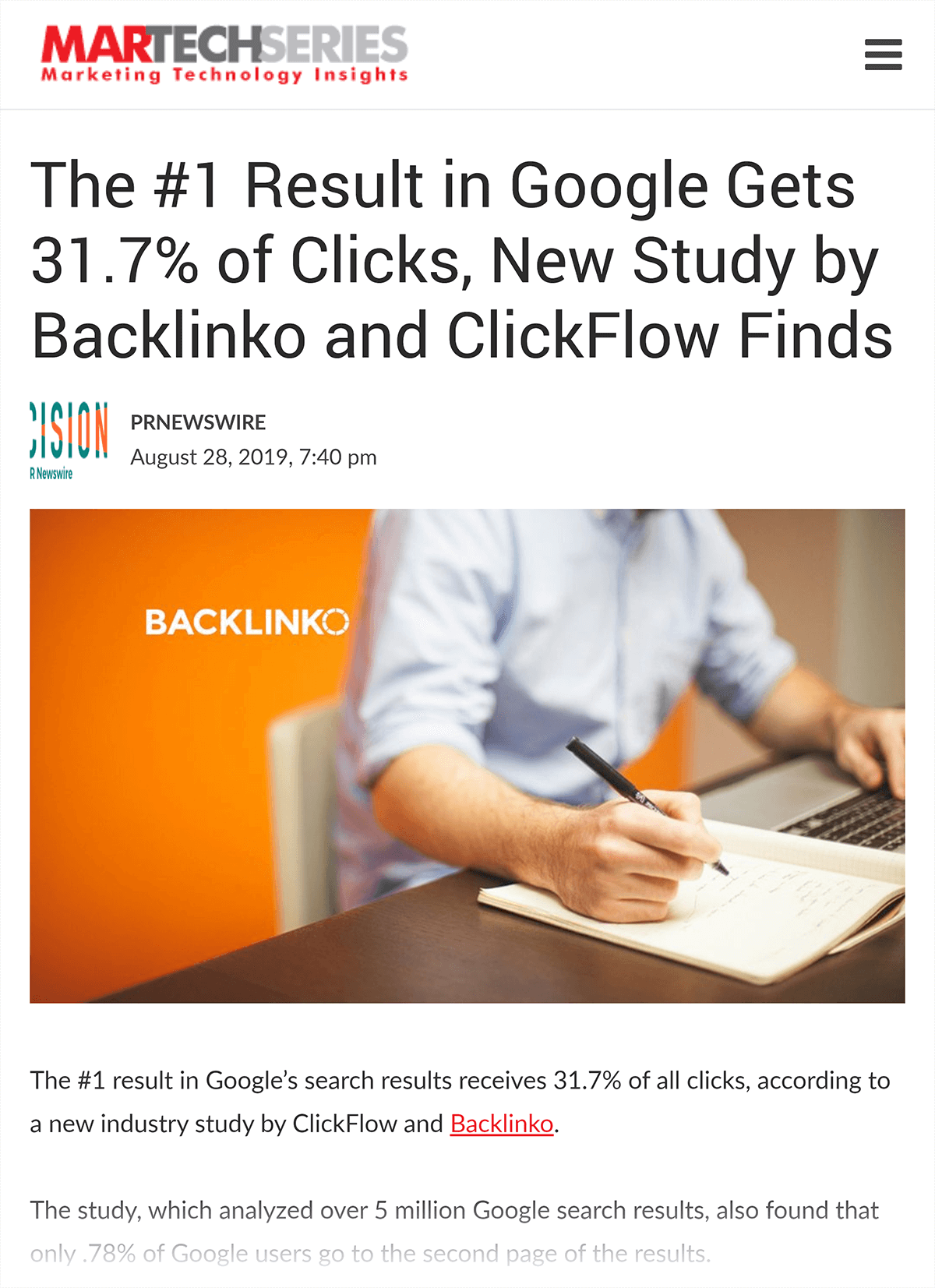 MarTechSeries – Backlinko研究文章