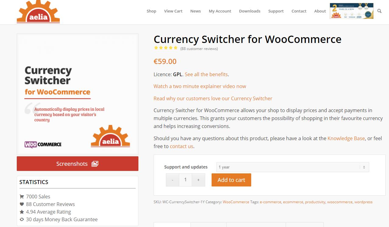 Currency Switcher v4.10.1- 用于WooCommerce货币转换器