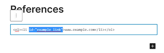 输入 HTML ID 代码到脚注链接