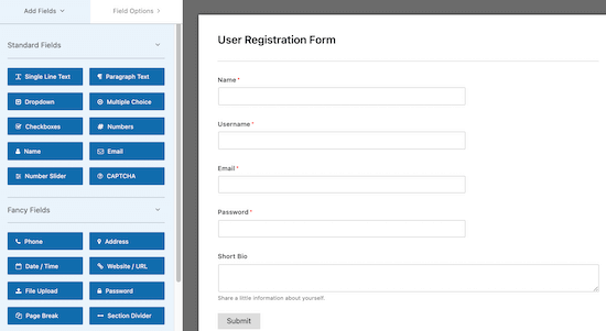 WPForms 注册表单