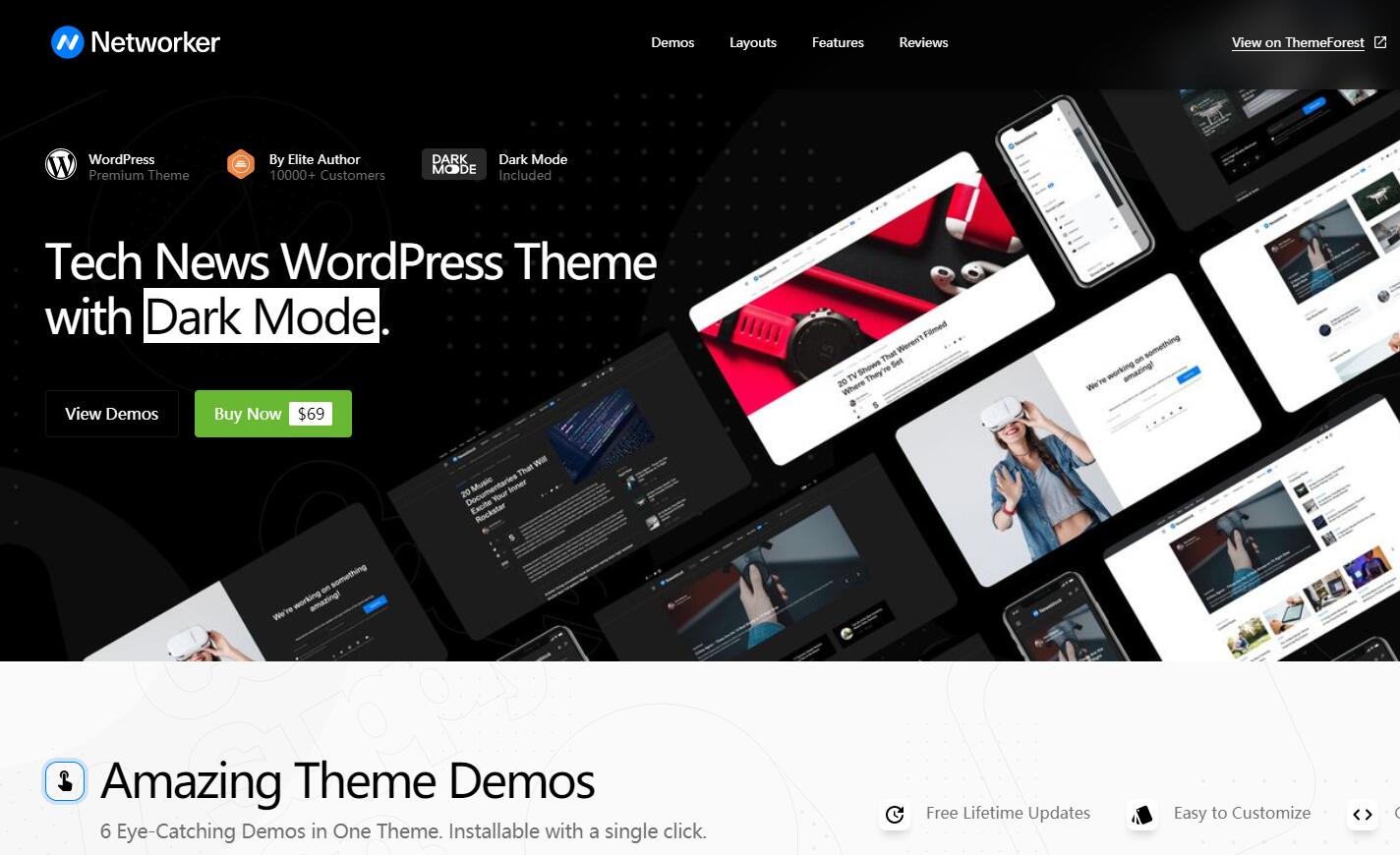 Networker v1.1.2 – 深色模式科技新闻WordPress主题