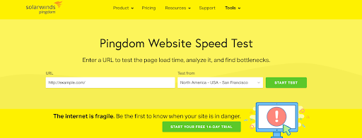pingdom website speed test - wordpress tool