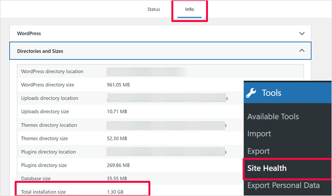 wordpress-installation-size