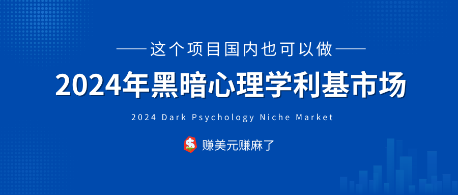 2024年黑暗心理学利基市场，赚美元赚麻了，这个项目国内也可以做