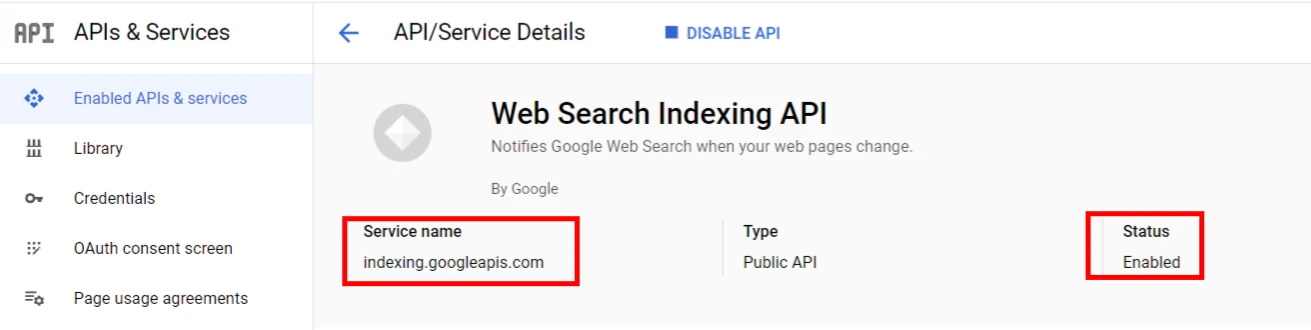 Web Search Indexing API