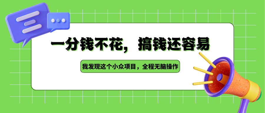 我发现这个小众项目，一分钱不花，搞钱还容易，全程无脑操作